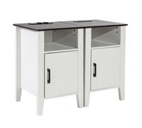 VEVOR Table d'appoint de ferme carrée ports prise USB lumière LED lot de 2 blanc