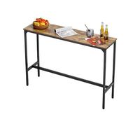 VEVOR Table de bar, 1397 x 381 x 991 mm, table de pub haute avec cadre en métal robuste, bureau haut de bar à cocktails étroit et long, facile à assembler, pour cuisine, salon, fêtes, brun rustique