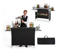 VEVOR Table de Bar Pliable Portable, 1105x390 x1010 mm, avec Sac de Transport, Étagère de Rangement et Jupe Amovible, Comptoir de Bar Mobile pour Fêtes, Foires, Événements et Salons Professionnels