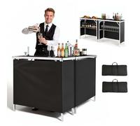VEVOR Table de Bar Pliable Portable, 2 PCS, 980x385x870 mm, avec Sac de Transport, Étagère de Rangement et Jupe Amovible, Comptoir de Bar Mobile pour Événements, Fêtes, Foires et Salons Professionnels