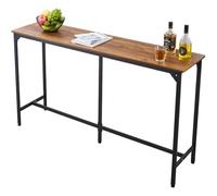 VEVOR Table de Bar Rectangulaire 160 cm, Table Haute de Cuisine, Meuble pour Balcon Salon Salle à Manger Bureau Coin Repas Bistro, Mange-debout Allongé, Plateau en Panneaux de Particules, Marron Clair