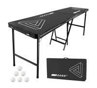 VEVOR Table de Beer Pong 240x60x90 cm Table de Jeu à Boire Pliante Portable, Ensemble pour Bière-pong Fête Partie Camping Pique-nique Avant-matchs, Avec Poignées de Transport et 6 Balles, Légère