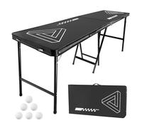 VEVOR Table de bière pong portable, 2,4 m, table surélevée de jeu de beer pong pliable de 0,9 m, avec poignée de transport et 6 balles de ping-pong, pour bureau, fête de hayon, voyage et camping, noir