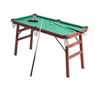 VEVOR Table de billard 140 cm, kit de billard pliable et portable, ensemble d'accessoires complets avec boule, queue, support, craie, brosse, pour salle de loisirs familial, marron avec tissu vert