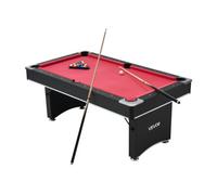 VEVOR Table de billard 1835 mm, kit de billard portable, pieds réglables, ensemble d'accessoires complets avec boule, queue, support, craie et pinceau, pour domicile, club, noir avec tissu rouge