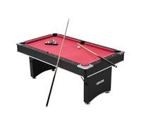VEVOR Table de Billard 1835 mm, kit de Billard Portable, Pieds réglables, Ensemble d'accessoires complets avec Boule, Queue, Support, Craie et Pinceau, pour Domicile, Club, Noir avec Tissu Rouge