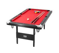 VEVOR Table de Billard 192 cm, Kit de Billard Pliable et Portable, Ensemble d'Accessoires Complets avec Balles, Queues, Craies et Brosse, Couleur Noir avec Tissu Rouge, pour Domicile, Club, Café-Bar