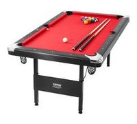 VEVOR Table De Billard 192cm Pliable Et Portable Avec Balles Queues Craies Et Brosse Rouge et Noir