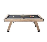 VEVOR Table de Billard 213,4 cm, Kit de Billard Pieds Réglables, Ensemble d'Accessoires Complets avec Balles, Queues, Craies et Brosse, Couleur Bois avec Tissu Noir, pour Domicile, Club, Café-Bar