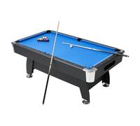 VEVOR Table de billard 2135 mm, kit de billard portable, pieds réglables, ensemble d'accessoires complets avec boule, queue, support, craie et pinceau, pour domicile, club, noir avec tissu bleu