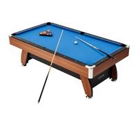 VEVOR Table de billard 244 cm kit de billard portable, pieds réglables, ensemble d'accessoires complets avec boules, queues, support, craie, pinceau, pour domicile, grain de bois foncé avec tissu bleu