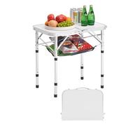 VEVOR Table de Camping Pliante 60x40 cm, Table d'Appoint Portable Légère et Compacte, en Aluminium MDF, Hauteur Réglable, avec Couche en Maille et Poignée de Transport, pour Pique-Nique, Argent