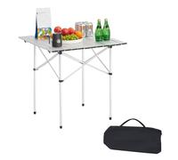 Table de Camping Pliante et Enroulable 70x70 cm-VEVOR-avec Sac de Transport-Table d'Appoint Portable-en Aluminium-Argentée