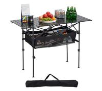 VEVOR Table de Camping Pliante et Enroulable de 120x55 cm, Table d'Appoint Portable en Aluminium, avec Hauteur Réglable et Grand Sac de Transport, pour Cuisine en Plein Air, Pique-Nique, Noir