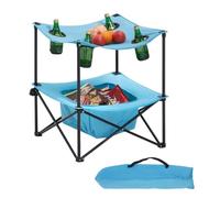 VEVOR Table de Camping Pliante Portable en Oxford 56x56 cm avec 4 Porte-gobelets