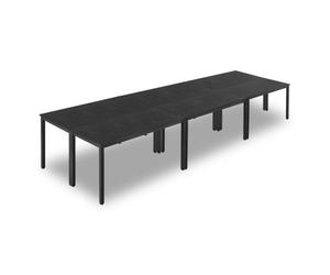VEVOR Table de conférence, lot de 6, table de réunion rectangulaire de 1400 mm pour 16 personnes, bureau de réunion moderne avec pieds en métal, bureau combiné flexible pour salle de formation, noir