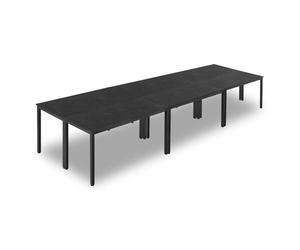 VEVOR Table de conférence, Lot de 6, Table de réunion rectangulaire de 1400 mm pour 16 Personnes, Bureau de réunion Moderne avec Pieds en métal, Bureau combiné Flexible pour Salle de Formation, Noir