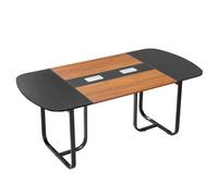 VEVOR Table de conférence ovale 1800 mm pour 6 à 8 personnes, table de réunion avec pieds en métal, grand bureau de séminaire moderne pour bureau, salle de réunion, salle de formation, noir et marron