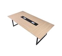 VEVOR Table de conférence rectangulaire de 2400 mm pour 10 Personnes, Table de réunion avec Pieds en métal, Grand Bureau de séminaire Moderne pour Bureau, Salle de réunion, Salle de Formation, Marron