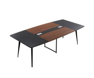 VEVOR Table de conférence rectangulaire de 2400 mm pour 10 personnes, table de réunion avec pieds en métal, grand bureau de séminaire moderne pour salle de réunion, salle de formation, noir et marron