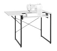 VEVOR Table de couture, pieds en acier, table pour machine à coudre polyvalente avec tablette latérale pliable, étagère réglable, bureau d'ordinateur pour maison, studio, établissement d'enseignement