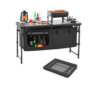 Cuisine De Camping-Vevor-3 Hauteurs Réglables-Table De Cuisson Extérieur Pliante-Avec Organisateur De Rangement-Noir Multicolore