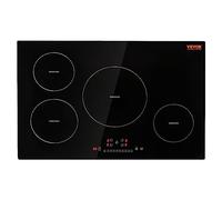 VEVOR Table de cuisson électrique, 4 brûleurs, plaque à induction de 76,2 cm, table de cuisson magnétique intégrée 7500 W, brûleur multifonctionnel à 9 niveaux de chauffage, écran tactile LED avec