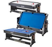 VEVOR Table de Jeu Pivotante 3-en-1 pour Air Hockey, Billard et Ping-pong, Table d’Air Hockey de 223,5 cm, Tous les Accessoires Inclus, Ensemble de Jeux d'Arcade pour Maison, Réunion Familiale