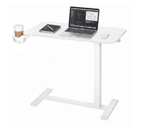 VEVOR Table de Lit à roulettes Cachées 80x40 cm Système Hydraulique Blanche | Bureau Mobile Réglable en Hauteur avec Porte-Gobelet, pour Ordinateur Portable, Lecture, Chambre, Canapé, Maison et Bureau