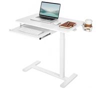 VEVOR Table de Lit à roulettes Cachées 80x45cm Plateau pour Clavier Blanche | Bureau Mobile Réglable en Hauteur avec Porte-Gobelet, pour Ordinateur Portable, Lecture, Chambre, Canapé, Maison et Bureau