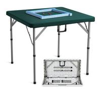 VEVOR Table de Mahjong avec Jeu de Tuiles, Table de Jeu de Cartes Pliante pour 4 Joueurs, avec 144 Tuiles Majiang et 3 Dés, Table de Dominos Portable avec Poignée de Transport, pour Puzzles Poker