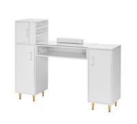VEVOR Table de manucure 1355 x 360 x 1080 mm Bureau à ongles, station de maquillage à ongles avec armoires de rangement, table Nail-Tech résistante à l'acétone pour le poste de travail du spa, repose-