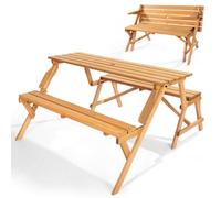 VEVOR Table de pique-nique interchangeable 2 en 1 en bois avec banc pliable