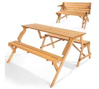 VEVOR Table de pique-nique interchangeable 2 en 1 en bois avec banc pliable