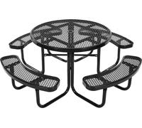 VEVOR Table de pique-nique ronde avec 4 bancs, ensemble de meubles de terrasse résistant aux intempéries, meubles de jardin pour la véranda dans l'arrière-cour (noir)