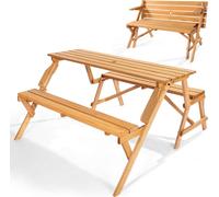 VEVOR Table de pique-nique interchangeable 2 en 1 en bois avec banc pliable