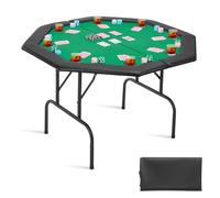 VEVOR Table de Poker Pliable 126 cm pour 8 Joueurs, Table de Casino Octogonale pour Blackjack et Texas Holdem, avec Rails Rembourrés et Porte-Gobelets, pour Jeu de Cartes Jeu de Société, Maison