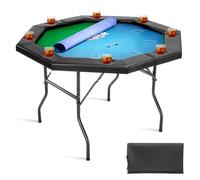 VEVOR Table de Poker Pliable 132,5 cm pour 8 Joueurs, Table de Casino Octogonale pour Blackjack et Texas Holdem, avec Rails Rembourrés et Porte-Gobelets, pour Jeu de Cartes Jeu de Société, Maison