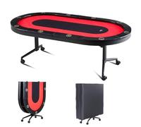 VEVOR Table de Poker Pliable 229 cm pour 10 Joueurs Table de Casino Blackjack Texas Holdem avec Rails Rembourrés et Porte-Gobelets en Acier Inoxydable Table de Jeu de Cartes Jeu de Société Maison