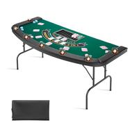 VEVOR Table de Poker Pliable de 183 cm pour 7 Joueurs, Table de Casino pour Blackjack et Texas Holdem, avec Rails Rembourrés et Porte-Gobelets, pour Jeu de Cartes, Jeu de Société, Maison, Bar