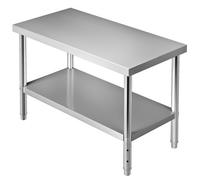 VEVOR Table de préparation en acier inoxydable, 122 x 61 x 86 cm, table de travail en métal robuste avec étagère inférieure réglable, 250 kg, commercial pour cuisine, restaurant, garage, arrière-cour