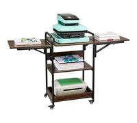 VEVOR Table de Presse à Chaud Mobile à 3 Niveaux, Support de Presse à Chaud avec Station de Charge, Établi pour Machine de Transfert de Chaleur Pliable avec Roues, Poste de Travail Atelier, Marron