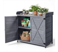VEVOR Table de Rempotage Double Porte Table de Jardinage 98x48x95 cm pour Plantation d'Extérieur Terrasse Jardin, avec Armoire de Rangement Grande Espace, Surface Plan de Travail Métal Galvanisé, Gris
