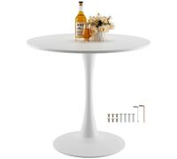 VEVOR Table à Manger Ronde, 80 x 80 x 72,5 cm, Table de Salle à Manger en Bois pour 2 à 4 Personnes, Meuble Circulaire Moderne avec piédestal Tulipe, Durable, pour Maison, Cuisine, Salon, Blanc