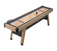 VEVOR Table de Shuffleboard 2,7 m en Bois Kit de Jeu de Palets Américain, pour Salle de Jeux Familiale Fête, avec Palets en Métal, Cire et Brosse, Plateau Résistant aux Rayures, Glisse Fluide