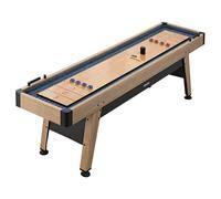 VEVOR Table de Shuffleboard 2,7 m en Bois Kit de Jeu de Palets Américain, Pour Salle de jeux Familiale Fête, Avec Palets en Métal, Cire et Brosse, Plateau Résistant aux Rayures, Glisse Fluide