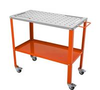 VEVOR Table de Soudure 91,4 x 45,7 cm Établi de Soudage Charge 544 kg Établi Travail Acier sur roulettes à Frein 2 Niveaux 4 Fentes d'Outils Trous de Fixation 1,6 cm pour Réparation Soudage Bricolage