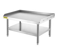 VEVOR Table de support de gril en acier inoxydable, 122 x 76 x 61 cm, table de gril pour préparation et de travail avec étagère de rangement réglable, pour hôtels, maisons, cuisines de restaurant