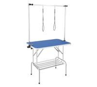 VEVOR Table de Toilettage pour Chien Animaux de Compagnie Pliable 914,4x609,6 mm Charge 149,7 kg avec 2 Potences 2 Cordes d'Attache Panier de Rangement Table pour Chiens de Taille Moyenne et Petite