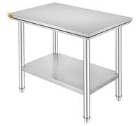VEVOR Table de Travail Cuisine INOX, Plan de Travail Cuisine en 2 Etage, Table de Travail en Acier Inoxydable pour Préparation de Cuisine d'Aliment des Repas Hôtels Bureaux Hôpitaux (60X90X80)